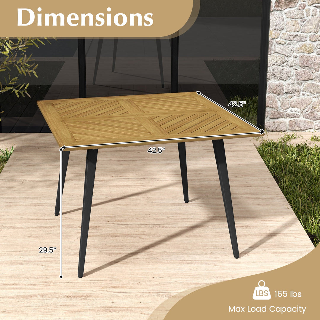 4-Person Acacia Wood Outdoor Dining Table for Garden Poolside and Backyard