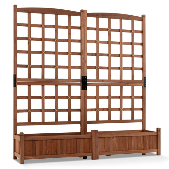Dual Raised Garden Bed with Trellis and Drainage Holes