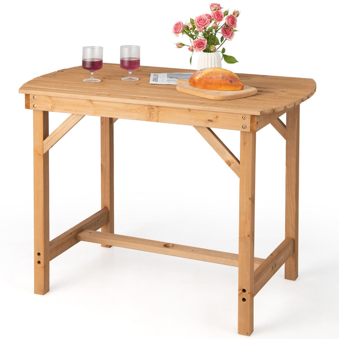 Outdoor Fir Wood Dining Table with 1.5 Inch Umbrella Hole