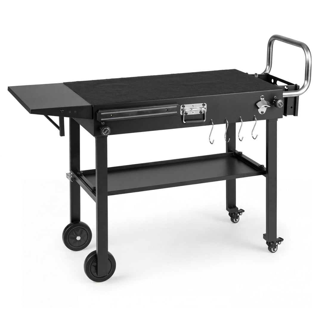 Foldable Grill Cart with 31" Tabletop & Storage Shelf