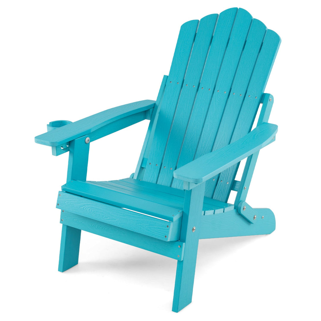 Folding Adirondack Chair with Adjustable Backrest & Cup Holder