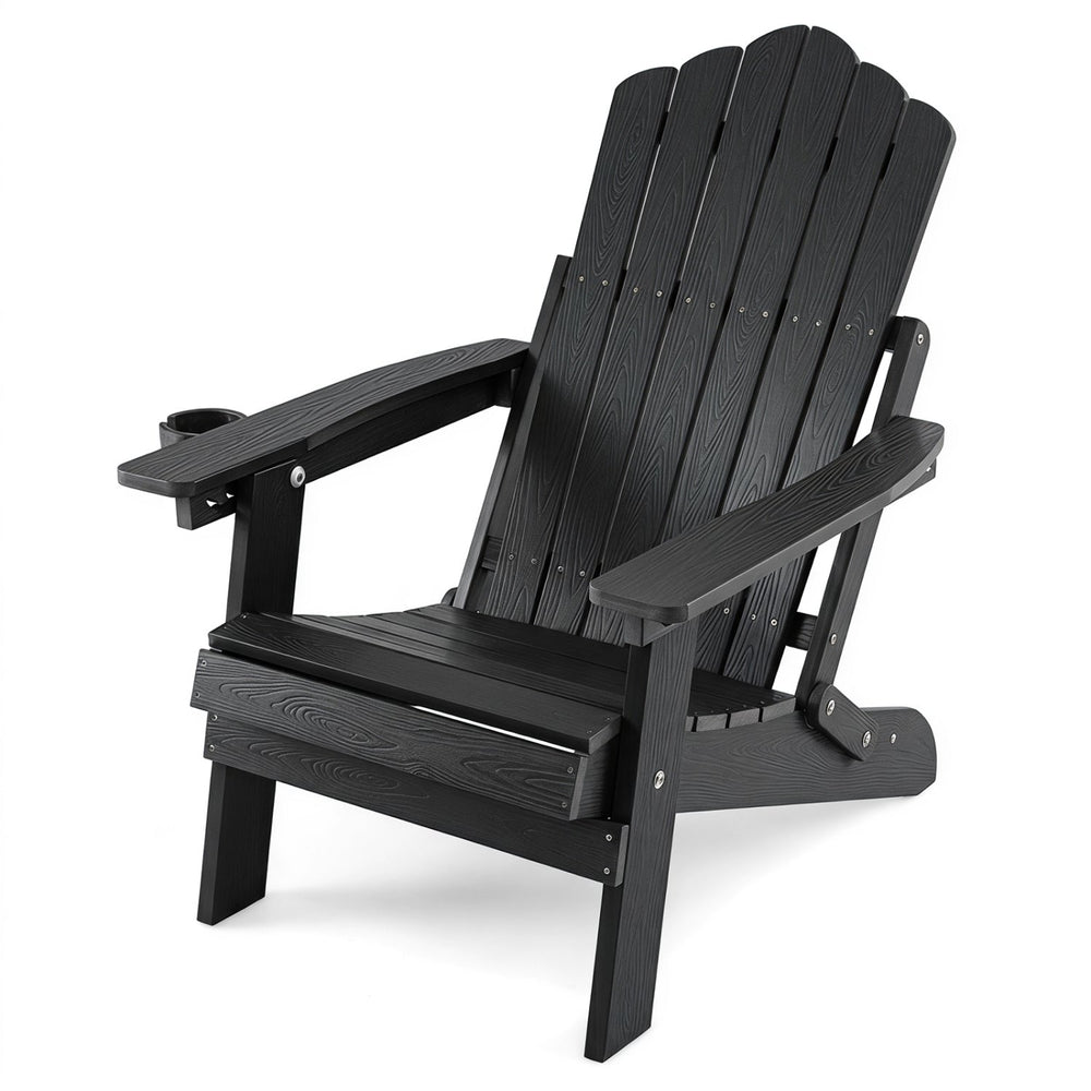 Folding Adirondack Chair with Adjustable Backrest & Cup Holder