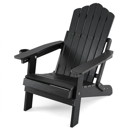 Folding Adirondack Chair with Adjustable Backrest & Cup Holder