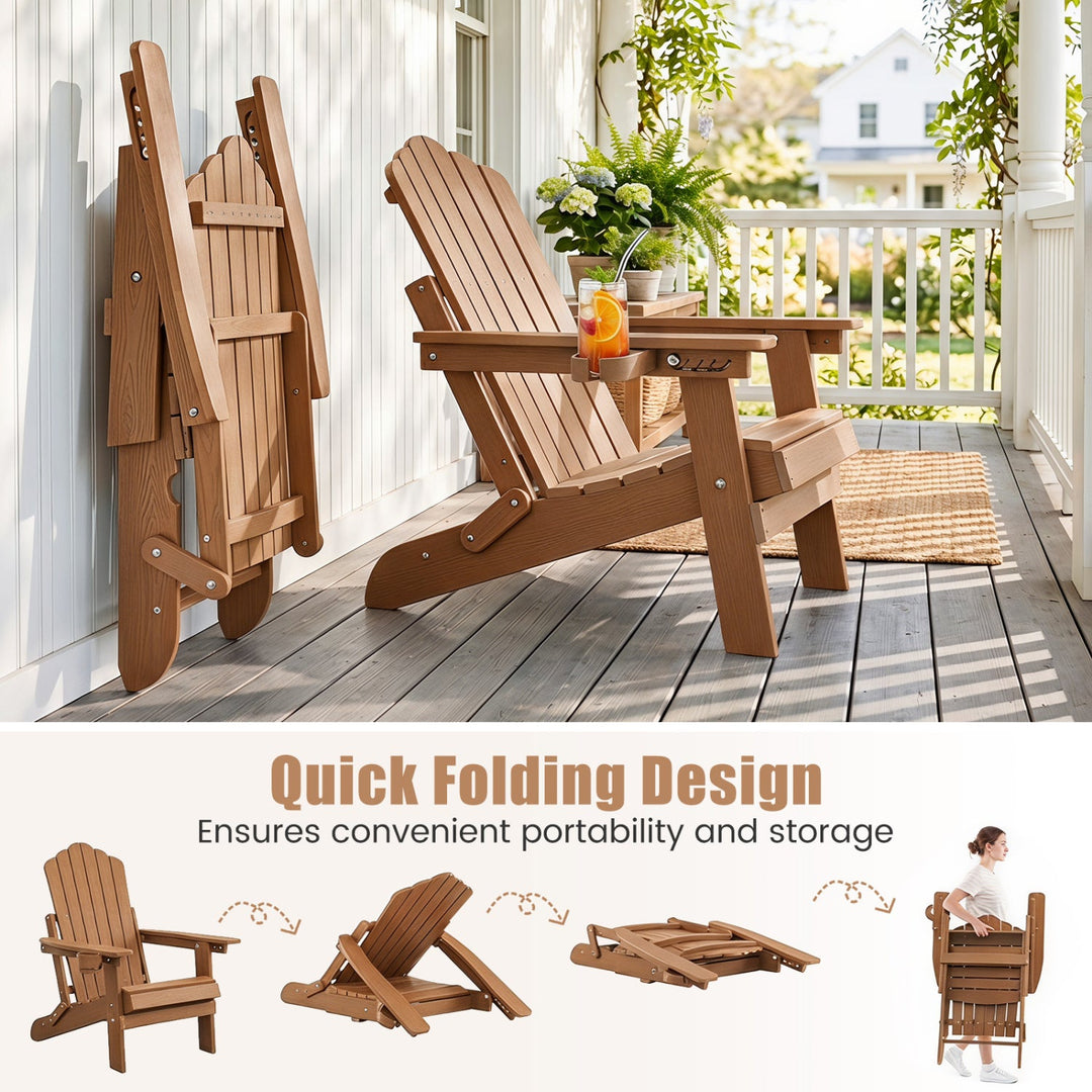 Folding Adirondack Chair with Adjustable Backrest & Cup Holder