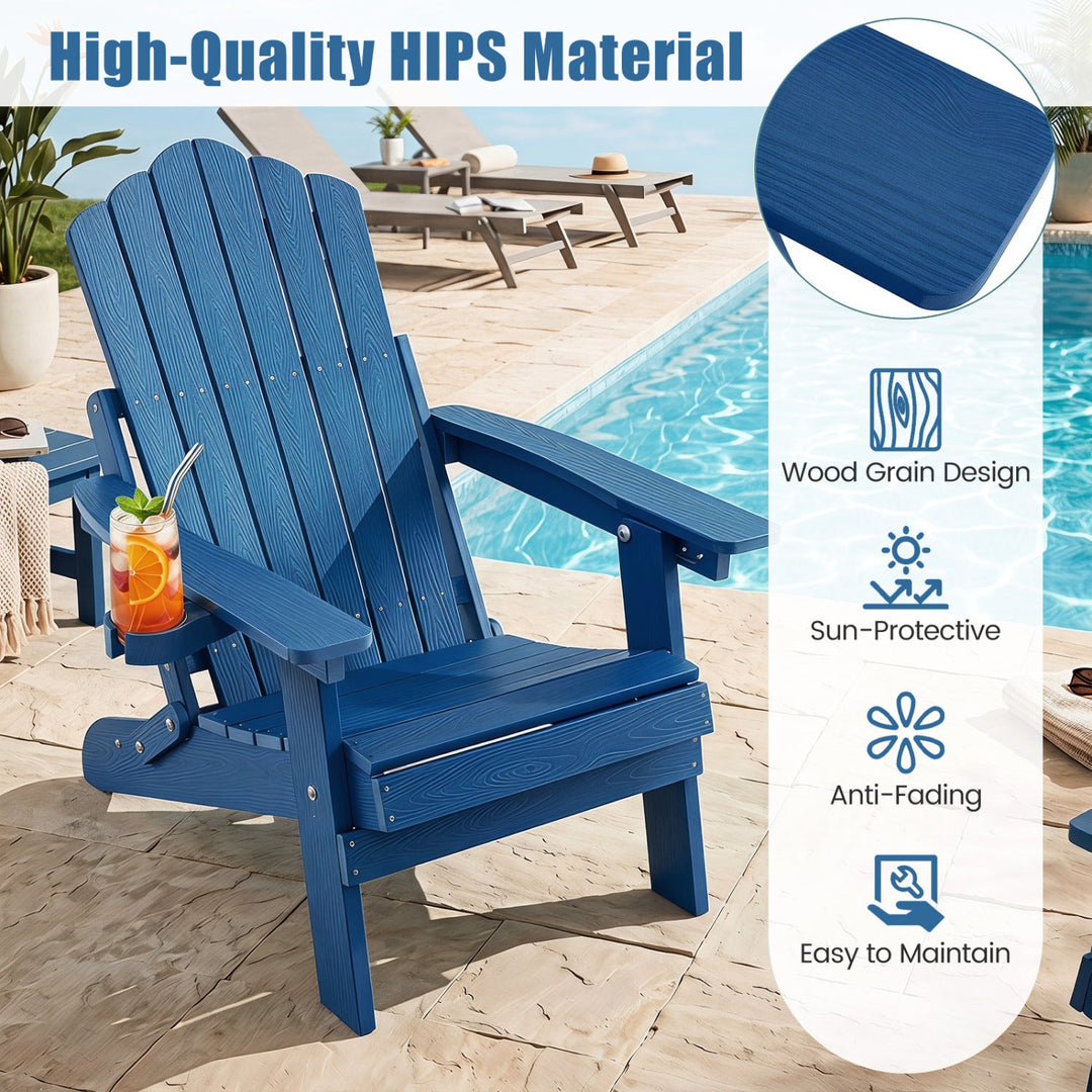 Folding Adirondack Chair with Adjustable Backrest & Cup Holder