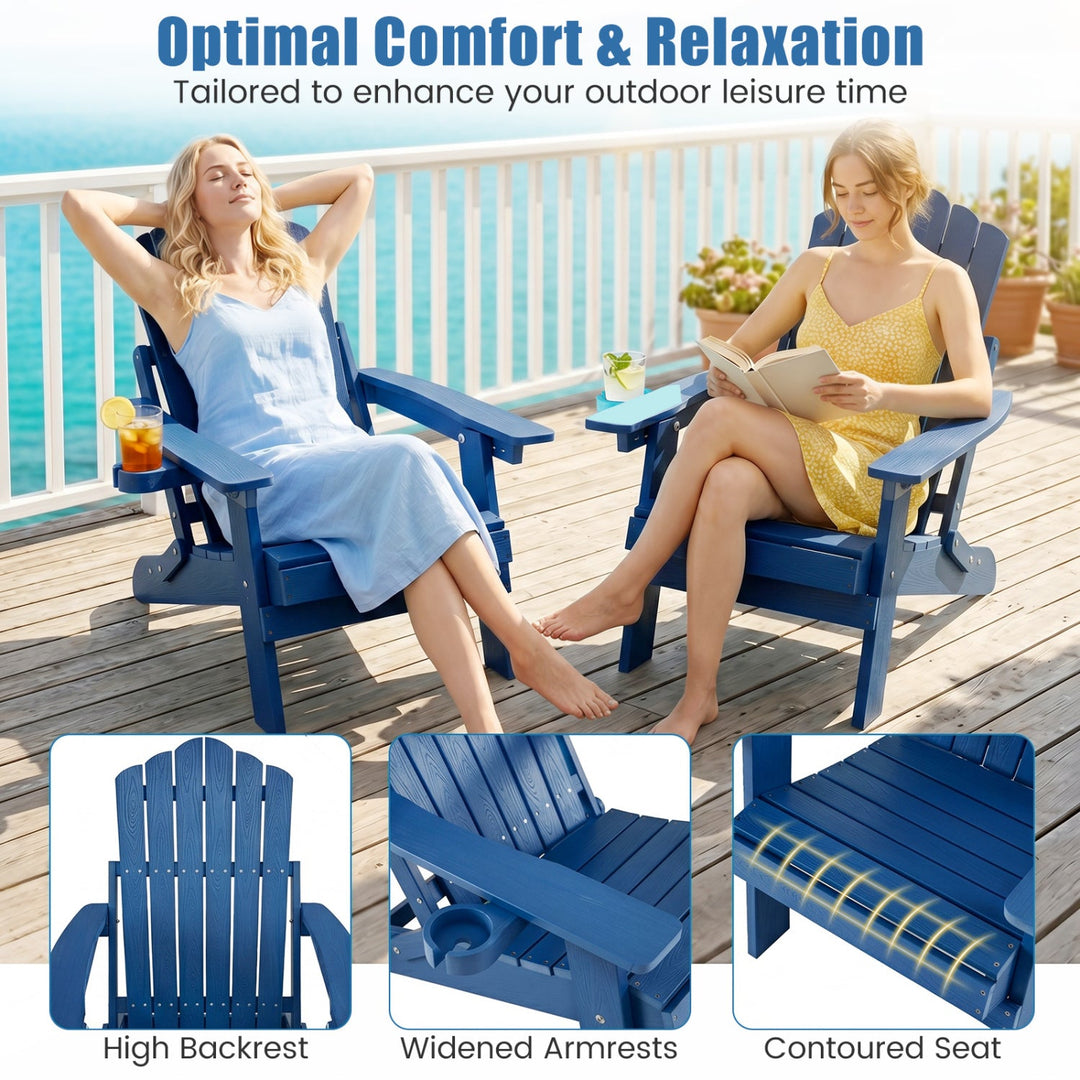 Folding Adirondack Chair with Adjustable Backrest & Cup Holder