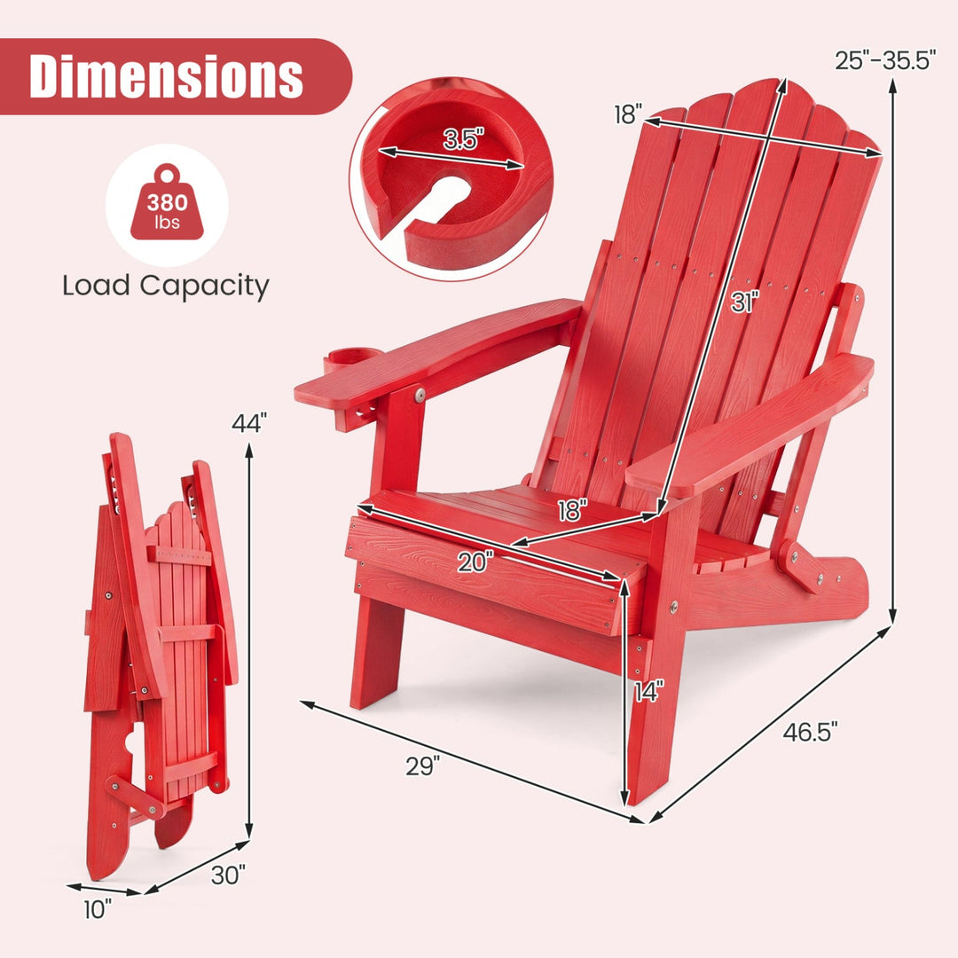 Folding Adirondack Chair with Adjustable Backrest & Cup Holder