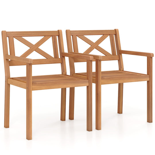 Outdoor Garden Acacia Wood Patio Dining Chairs for Porch