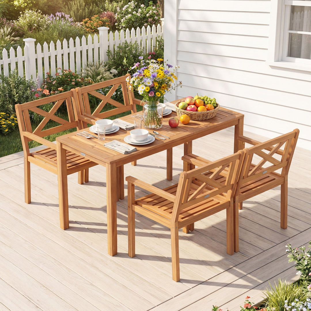 Outdoor Garden Acacia Wood Patio Dining Chairs for Porch