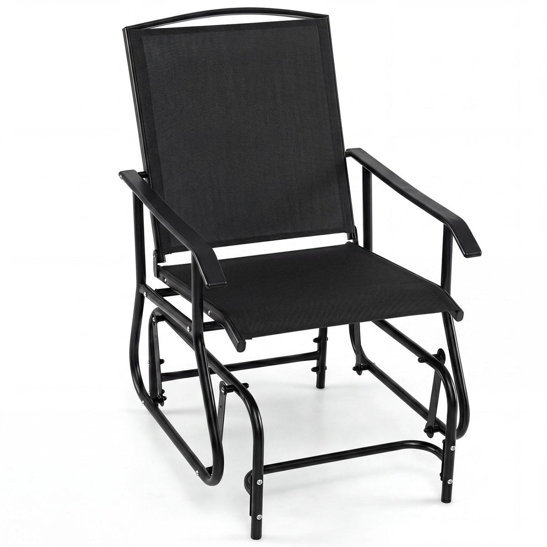 Outdoor Glider Chair with Metal Frame and Armrests