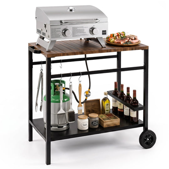 Outdoor Grill Cart with Stainless Steel Top and Storage