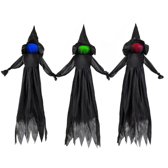Outdoor Halloween Witch Decoration with LED Lighted Face 9.3ft