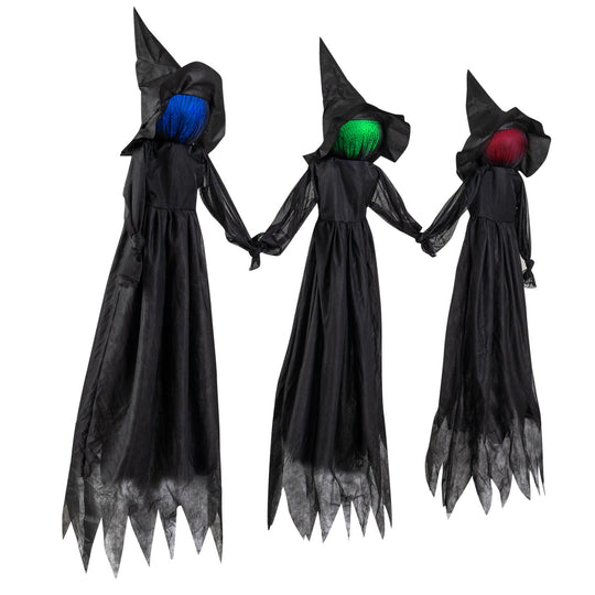 Outdoor Halloween Witch Decoration with LED Lighted Face 9.3ft