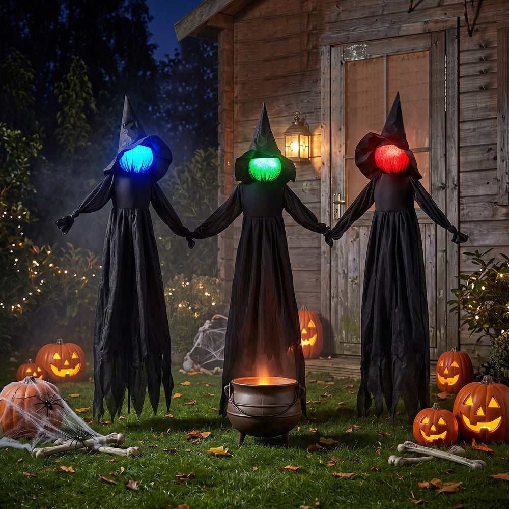Outdoor Halloween Witch Decoration with LED Lighted Face 9.3ft