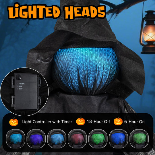 Outdoor Halloween Witch Decoration with LED Lighted Face 9.3ft