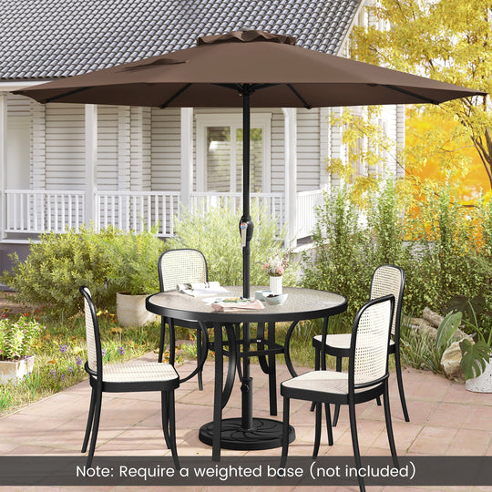 Outdoor Heavy Duty Market Umbrella with Crank Handle and 8 Sturdy Ribs