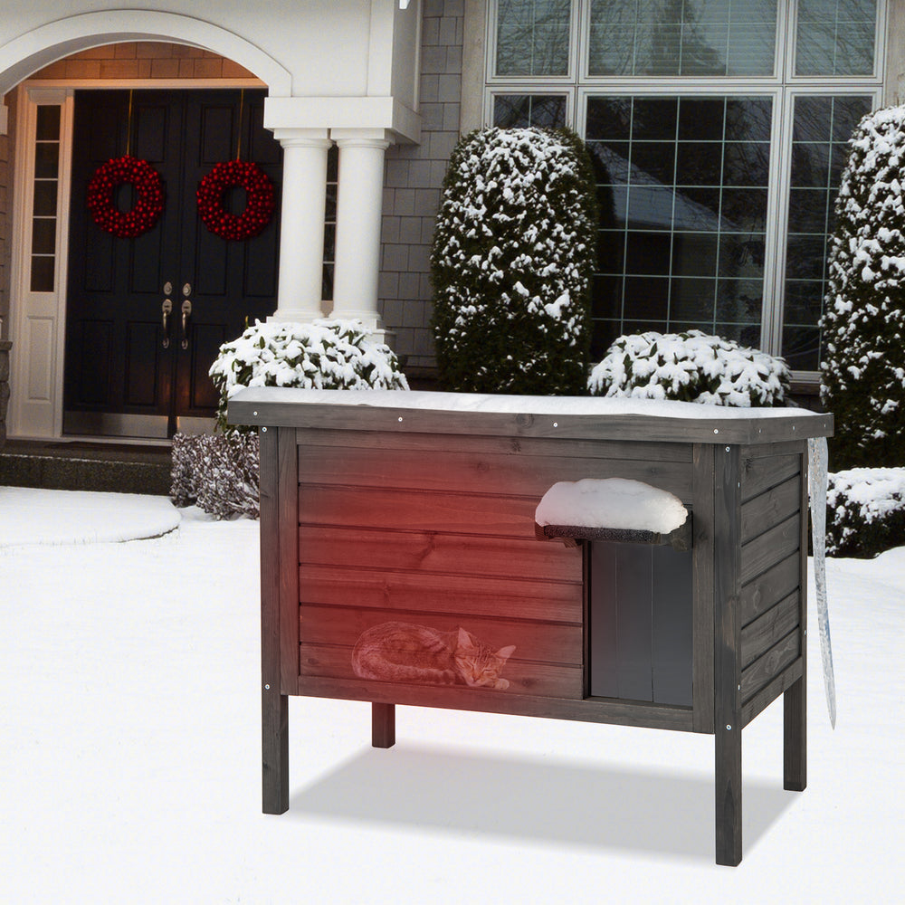 Outdoor Insulated Cat House with All-Round Foam Insulated for Winter-Gray