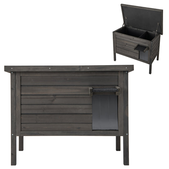 Outdoor Insulated Cat House with All-Round Foam Insulated for Winter-Gray