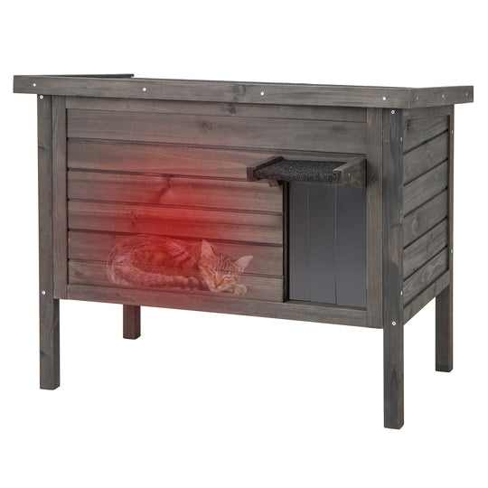 Outdoor Insulated Cat House with All-Round Foam Insulated for Winter-Gray