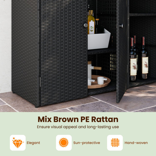 Outdoor Storage Cabinet with 3 Doors and Adjustable Shelves