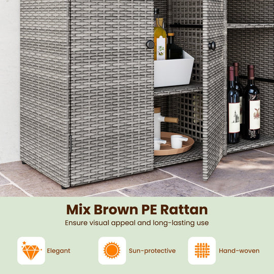 Outdoor Storage Cabinet with 3 Doors and Adjustable Shelves