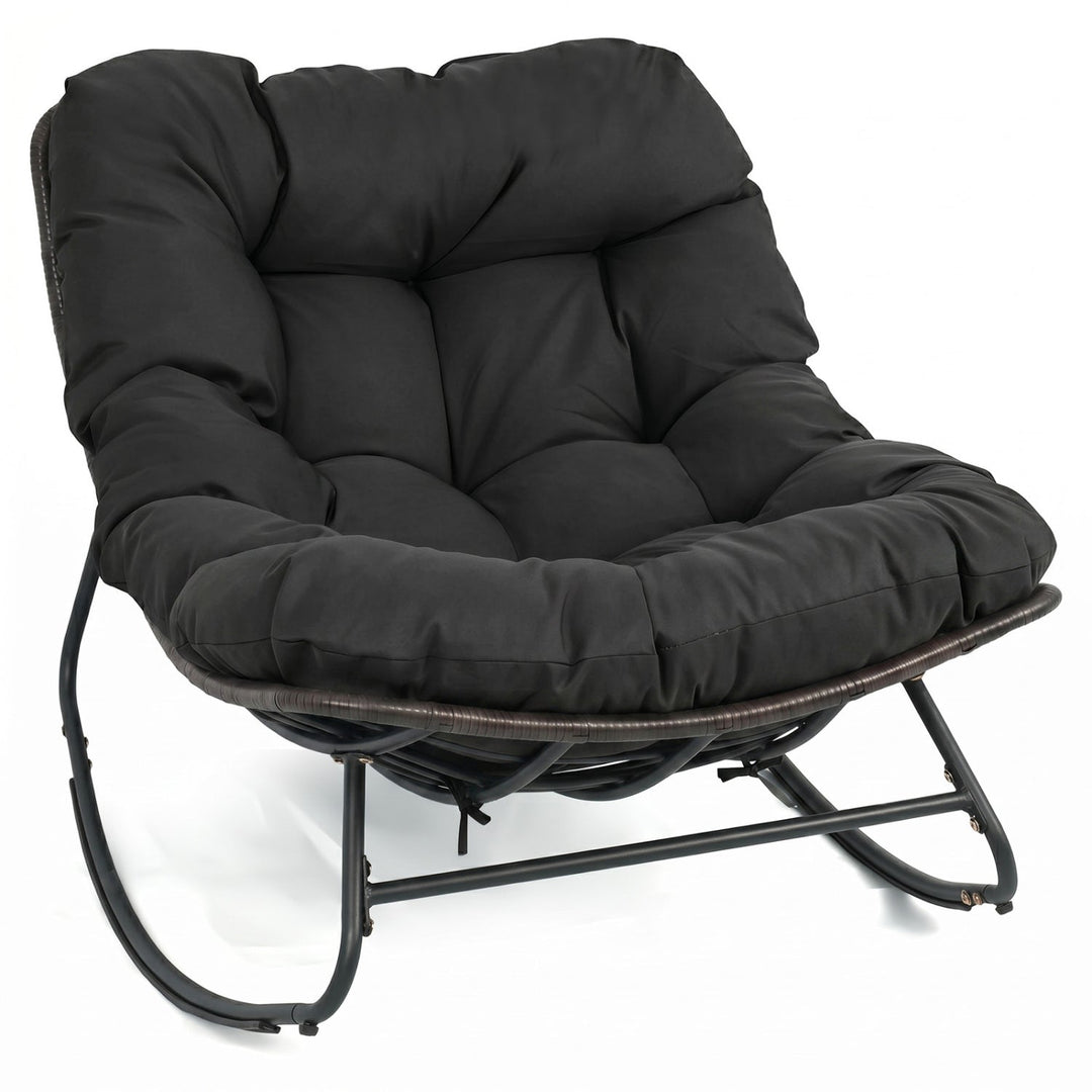 Papasan Rocking Chair with Thick Cushion - Outdoor Wicker