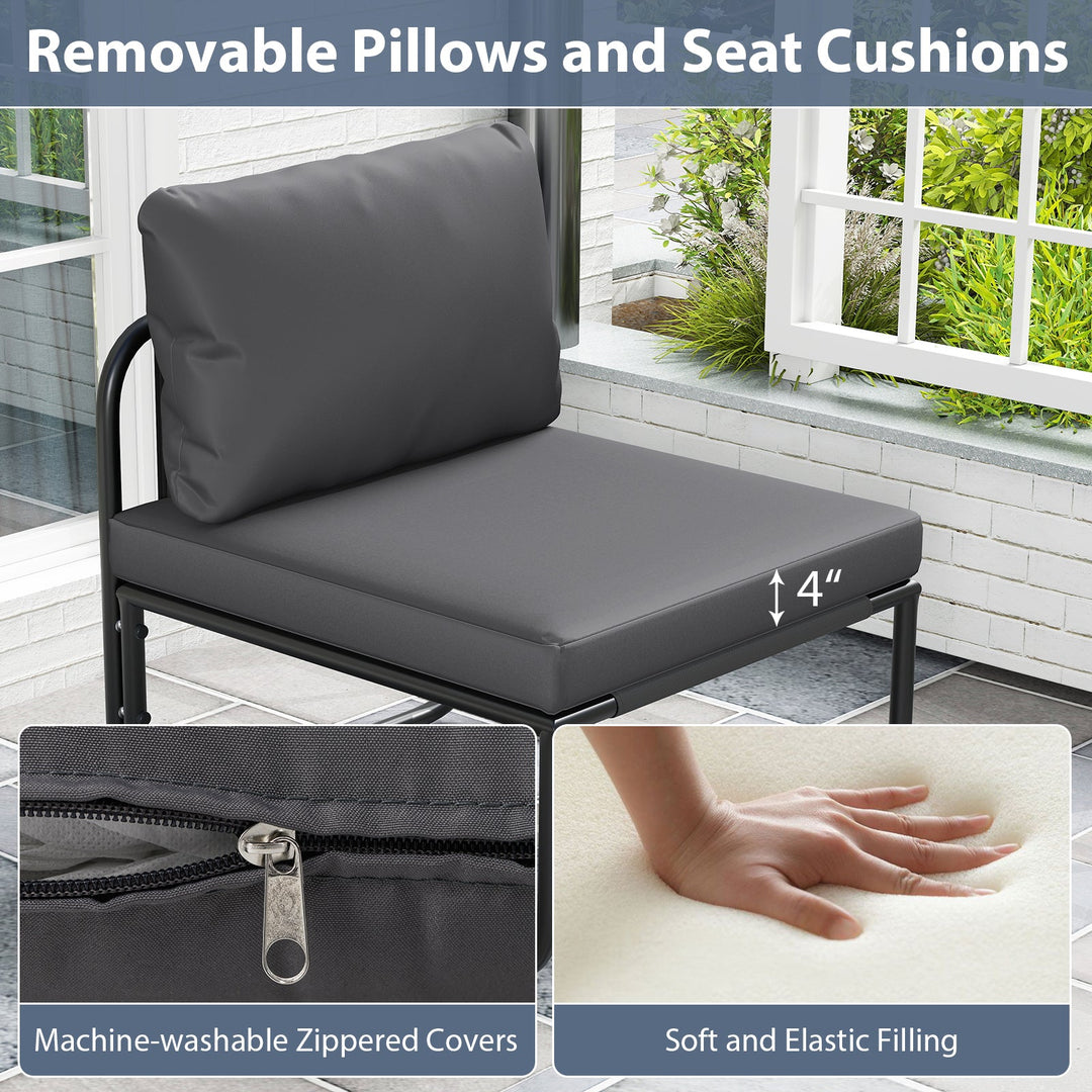 Outdoor Patio Chairs Set of 2 with Removable Cushions and Adjustable Foot Pads-Gray