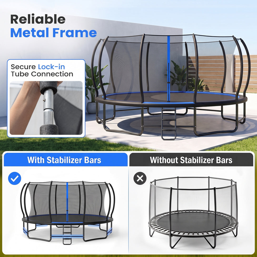 Outdoor Recreational Trampoline Giant Round Rebounder with Enclosure Net