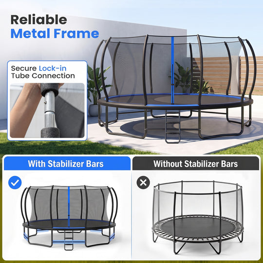 Outdoor Recreational Trampoline Giant Round Rebounder with Enclosure Net