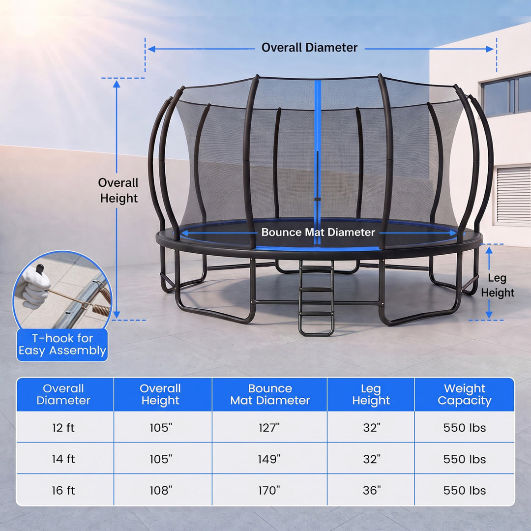 Outdoor Recreational Trampoline Giant Round Rebounder with Enclosure Net