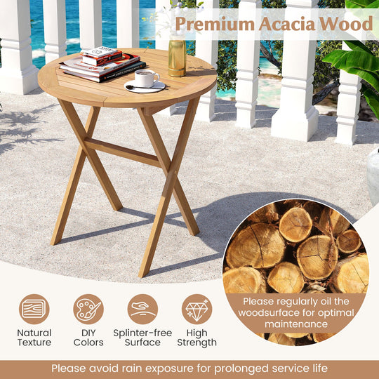 Outdoor Side Table with Slatted Tabletop and X-Shaped Structure