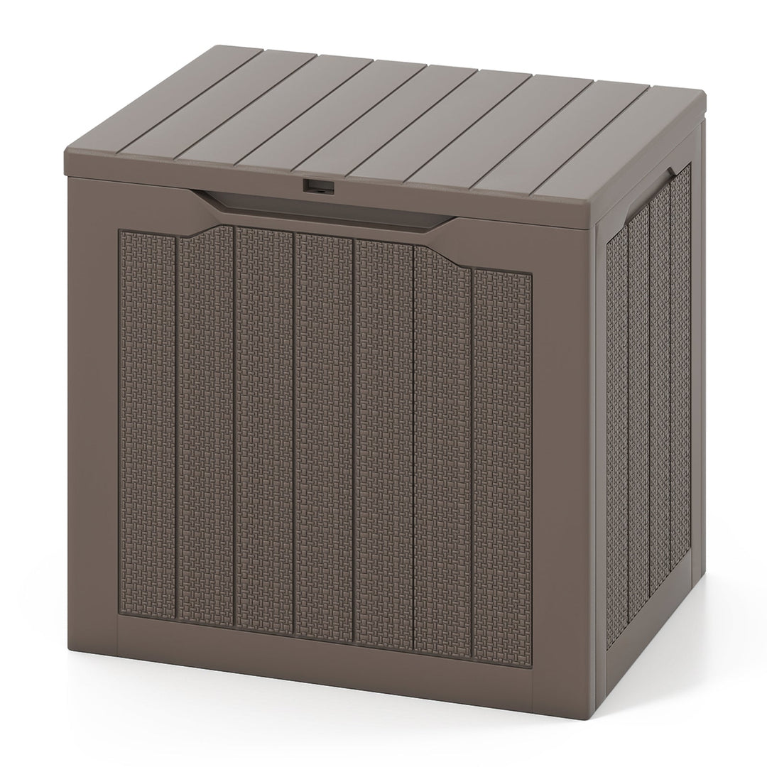Outdoor Storage Box 25 Gallon Deck Box with Lockable Lid and Wicker-woven Texture