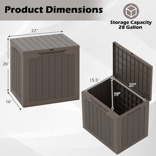 Outdoor Storage Box 25 Gallon Deck Box with Lockable Lid and Wicker-woven Texture