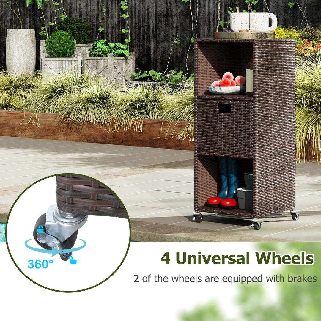 Outdoor Storage Cabinet with Drawer and 3 Shelves for Backyard