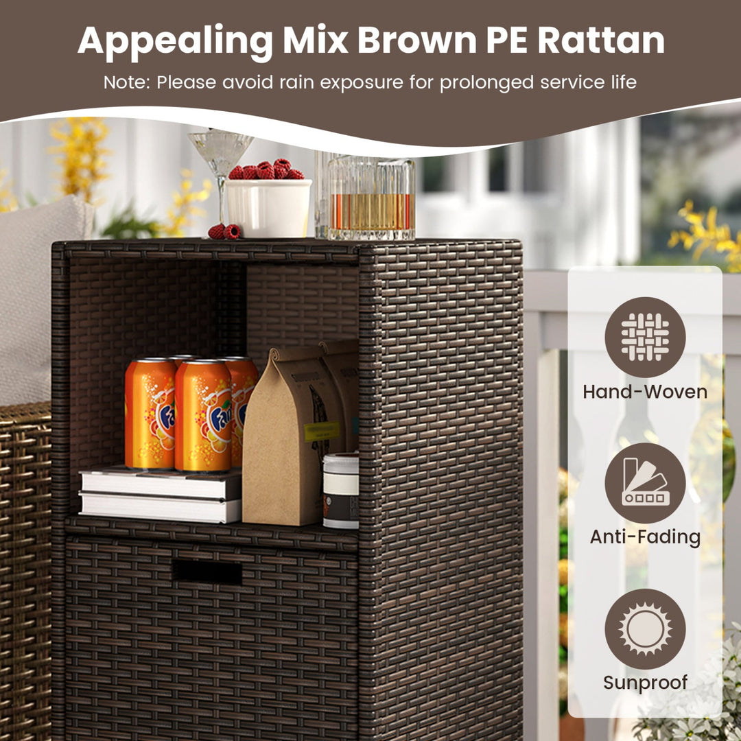 Outdoor Storage Cabinet Patio Wicker Organizer with Drawer