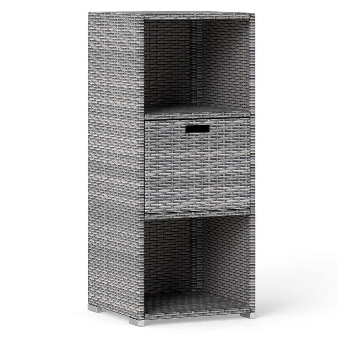 Outdoor Storage Cabinet Patio Wicker Organizer with Drawer