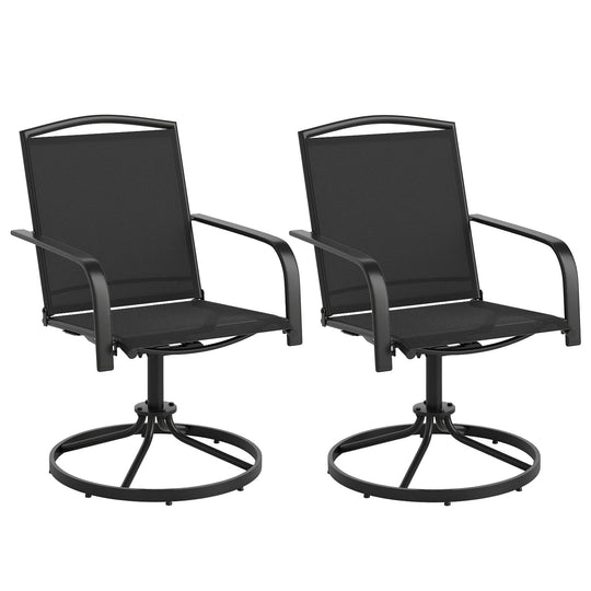 Outdoor Swivel Chairs Set of 2 with High Back and Breathable Seat
