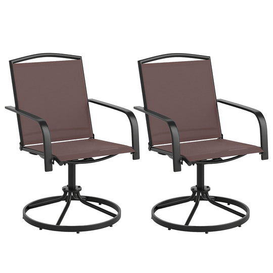 Outdoor Swivel Chairs Set of 2 with High Back and Breathable Seat