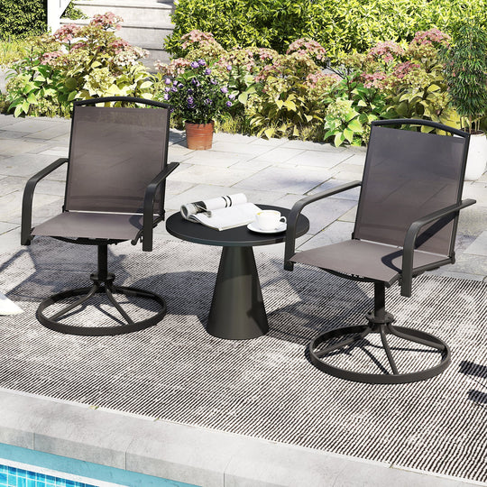 Outdoor Swivel Chairs Set of 2 with High Back and Breathable Seat
