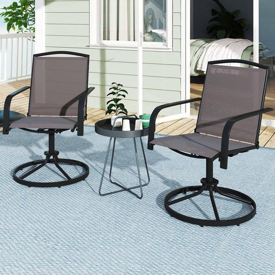 Outdoor Swivel Chairs Set of 2 with High Back and Breathable Seat