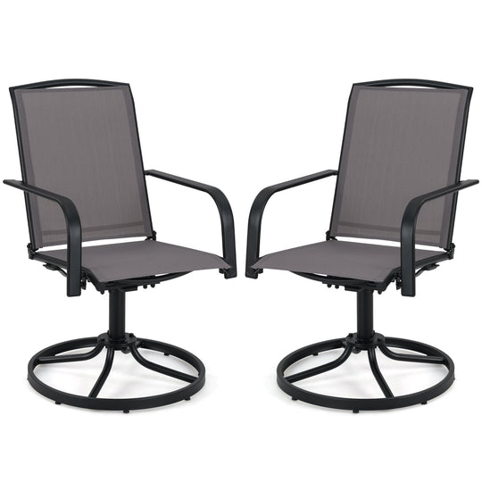 Outdoor Swivel Chairs Set of 2 with High Back and Breathable Seat