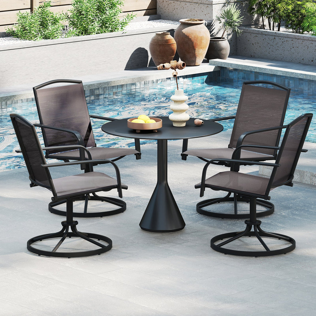 Outdoor Swivel Chairs Set of 2 with High Back and Breathable Seat