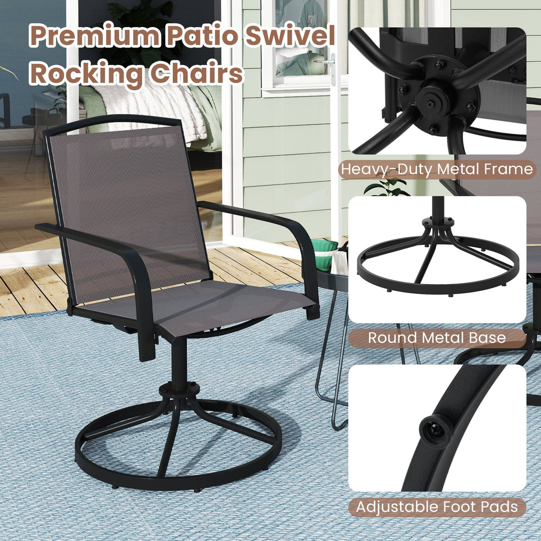 Outdoor Swivel Chairs Set of 2 with High Back and Breathable Seat