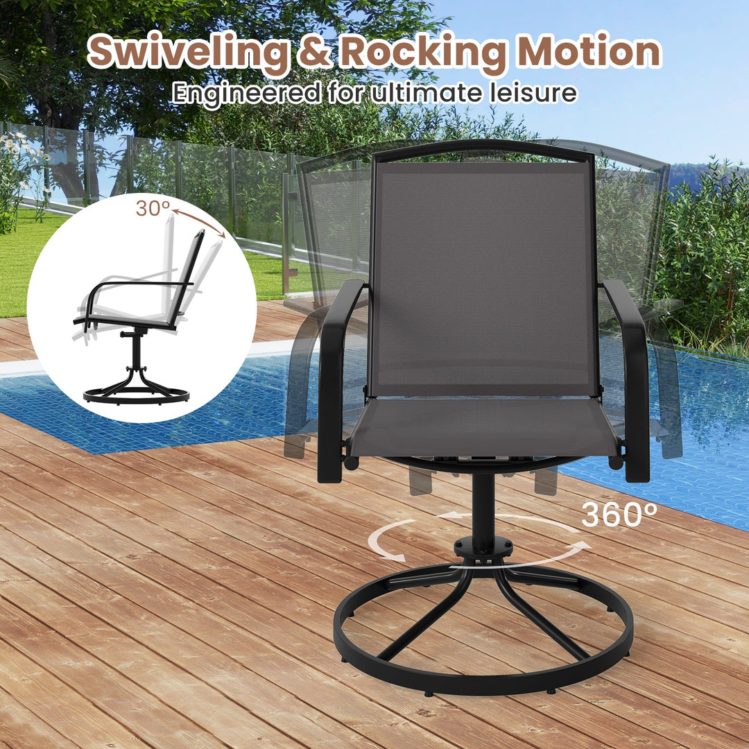 Outdoor Swivel Chairs Set of 2 with High Back and Breathable Seat