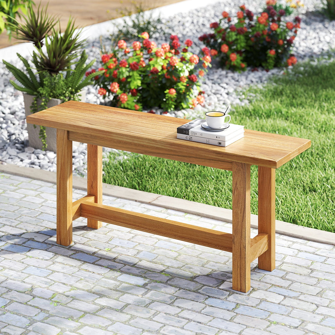 Outdoor Teak Wood Bench for Porch Backyard and Poolside