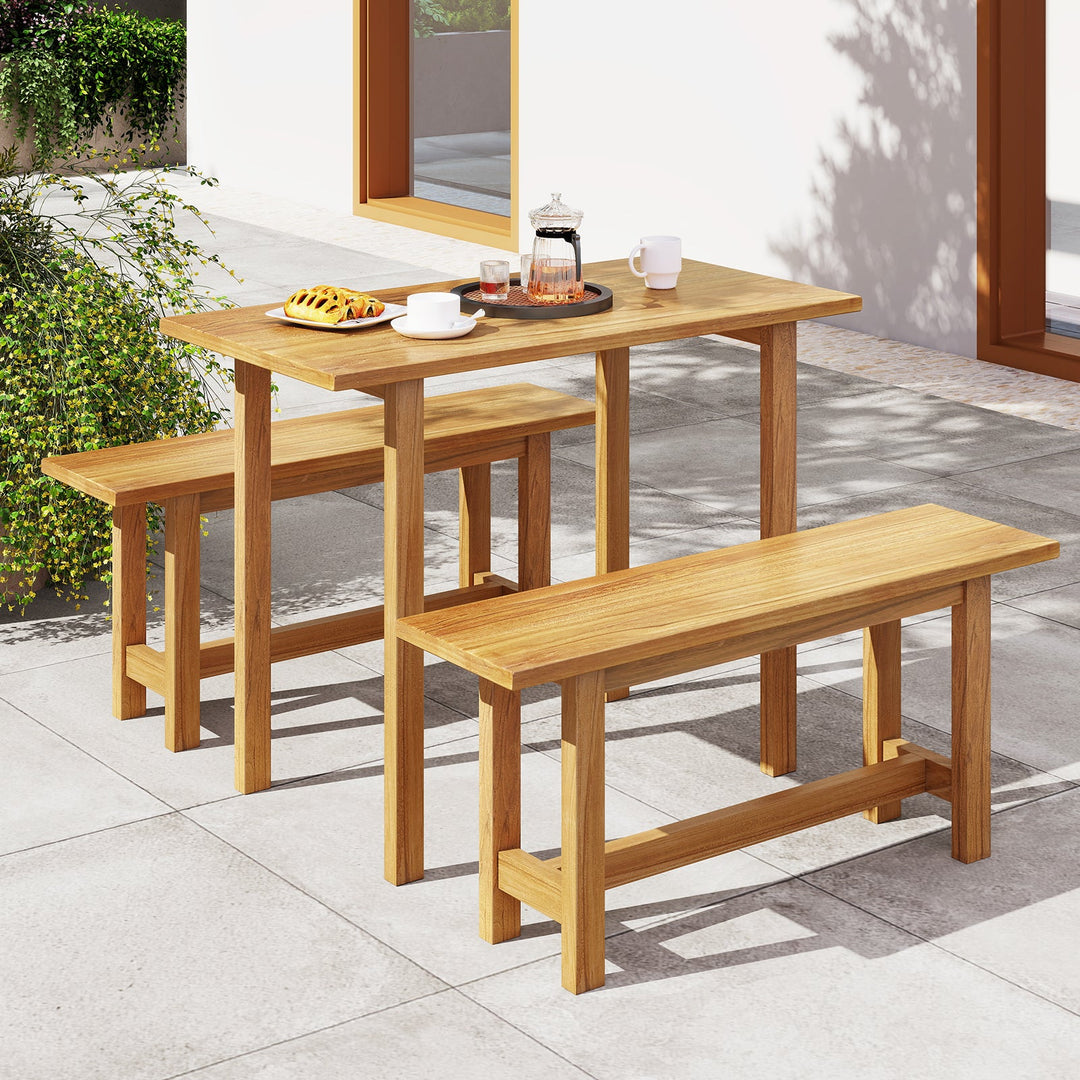 Outdoor Teak Wood Bench for Porch Backyard and Poolside