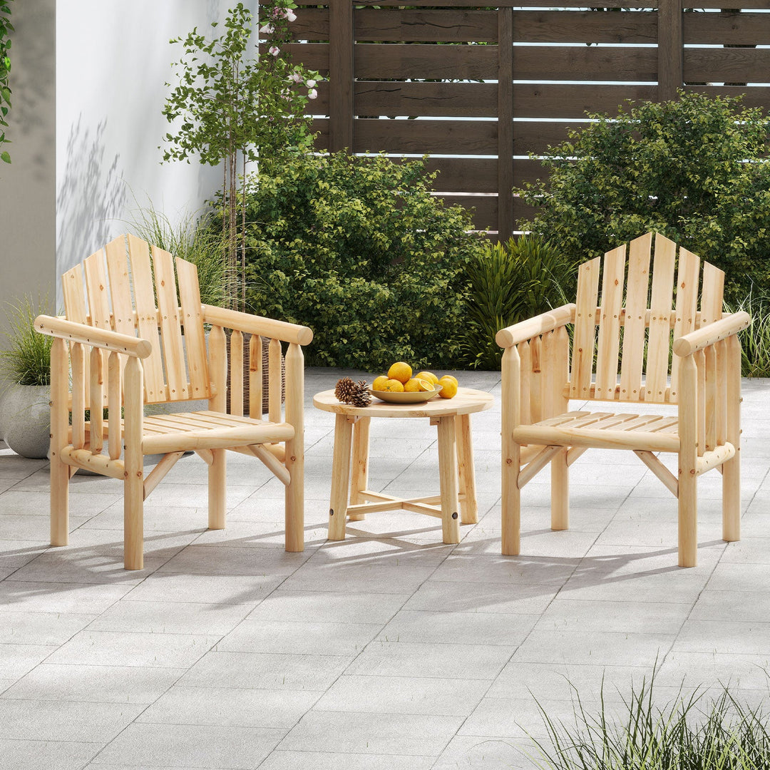 Outdoor Wood Armchair Wooden Patio Dining Chair with Armrests
