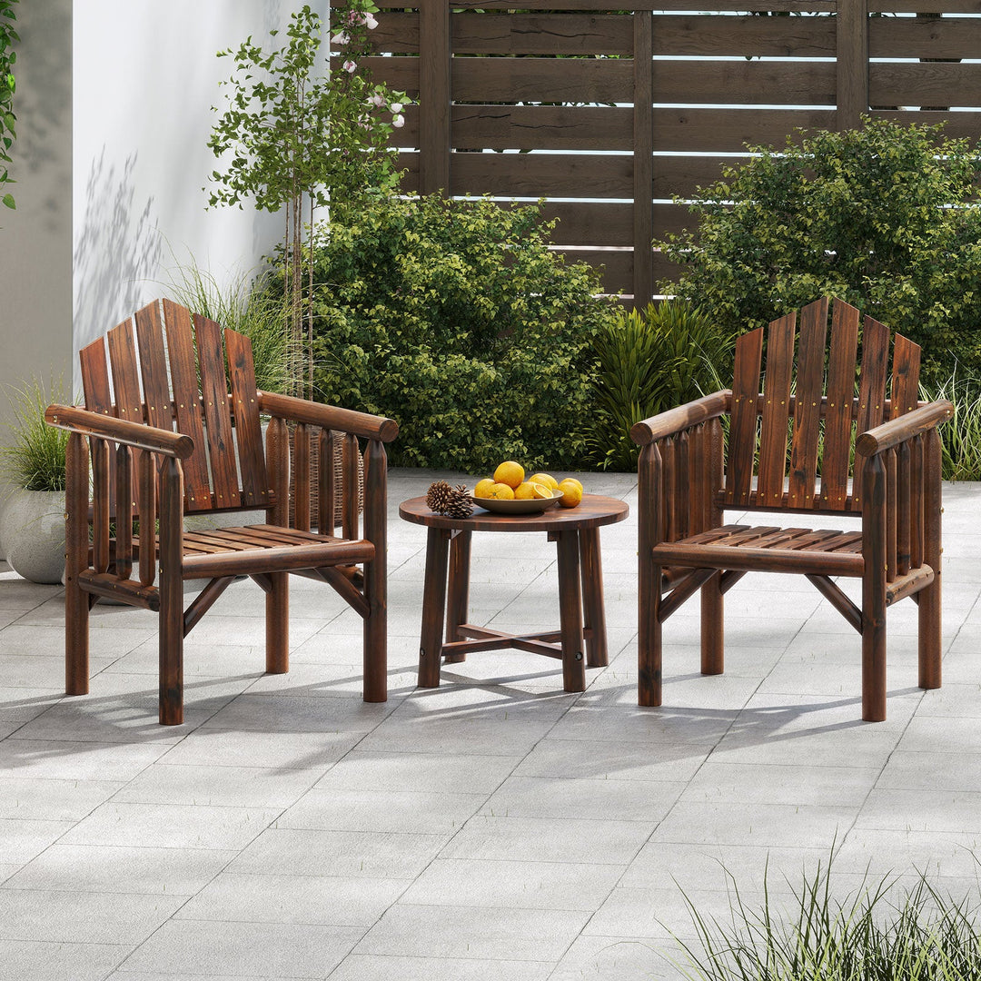 Outdoor Wood Armchair Wooden Patio Dining Chair with Armrests