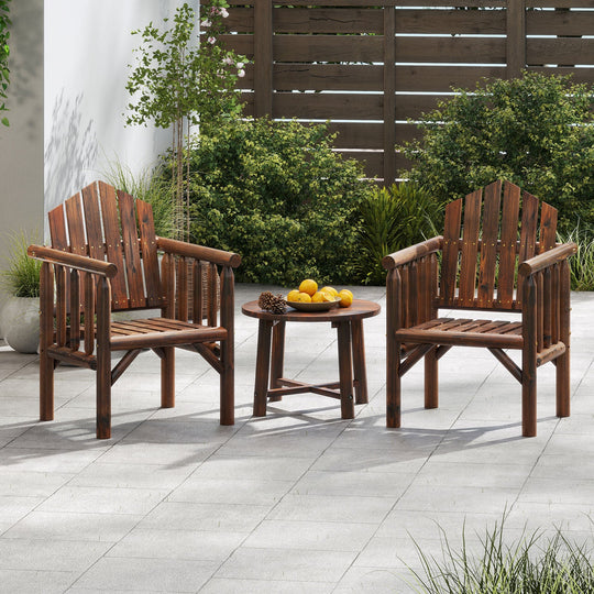 Outdoor Wood Armchair Wooden Patio Dining Chair with Armrests