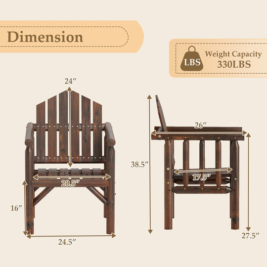 Outdoor Wood Armchair Wooden Patio Dining Chair with Armrests